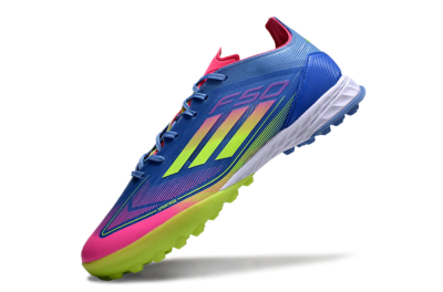 Men's Adidas F50 Elite TF Artificial Turf Low-Tops Football Shoes - Blue/Pink/Yellow