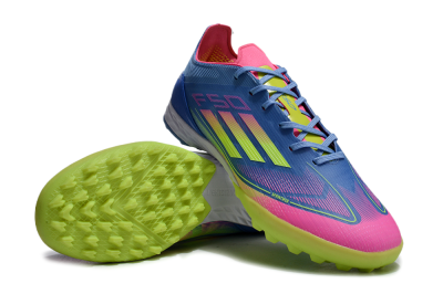 Men's Adidas F50 Elite TF Artificial Turf Low-Tops Football Shoes - Blue/Pink/Yellow