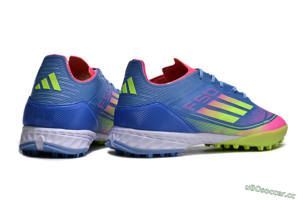 Men's Adidas F50 Elite TF Artificial Turf Low-Tops Football Shoes - Blue/Pink/Yellow 6