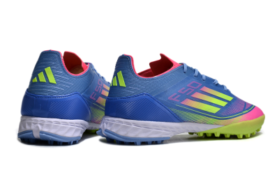 Men's Adidas F50 Elite TF Artificial Turf Low-Tops Football Shoes - Blue/Pink/Yellow