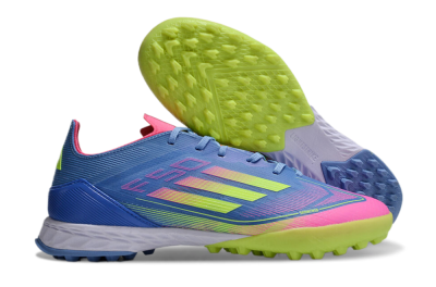 Men's Adidas F50 Elite TF Artificial Turf Low-Tops Football Shoes - Blue/Pink/Yellow