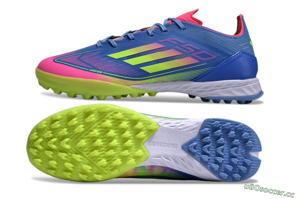 Men's Adidas F50 Elite TF Artificial Turf Low-Tops Football Shoes - Blue/Pink/Yellow 1