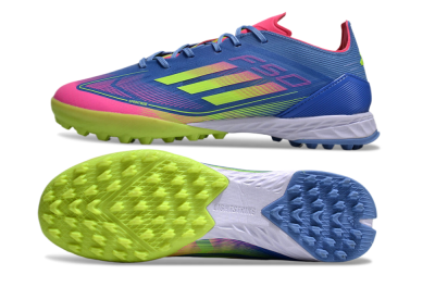 Men's Adidas F50 Elite TF Artificial Turf Low-Tops Football Shoes - Blue/Pink/Yellow