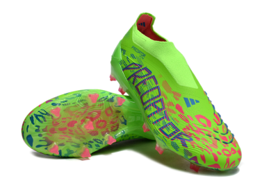 Unisex Adidas Predator Elite Laceless FG Firm Ground Low-Tops Football Boots - Yellow/Red/Purple