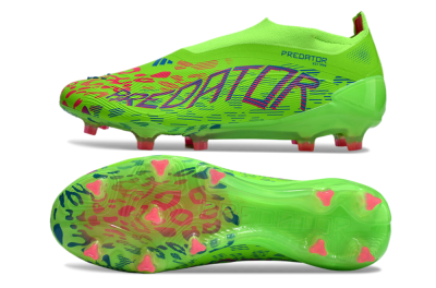 Unisex Adidas Predator Elite Laceless FG Firm Ground Low-Tops Football Boots - Yellow/Red/Purple