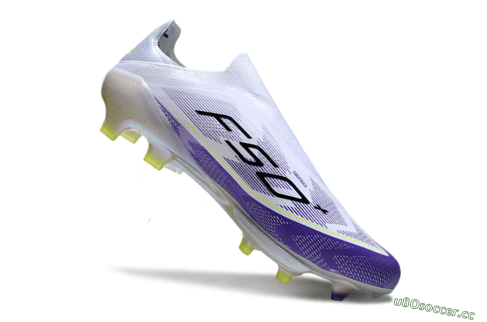 Men's Adidas F50+ Elite Lightstrike Pro Laceless FG Firm Ground Low-Tops Football Boots - White/Purple/Black 4
