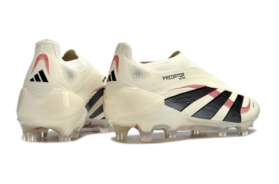 Unisex Adidas Predator Elite Laceless FG Firm Ground Low-Tops Football Boots - Beige/Red/Black