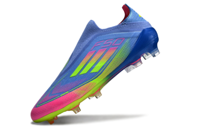 Men's Adidas F50 Elite FG Firm Ground Low-Tops Football Boots - Blue/Pink/Yellow