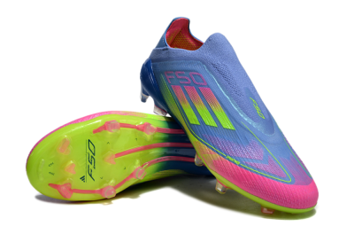 Men's Adidas F50 Elite FG Firm Ground Low-Tops Football Boots - Blue/Pink/Yellow