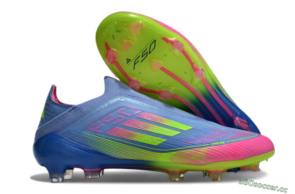 Men's Adidas F50 Elite FG Firm Ground Low-Tops Football Boots - Blue/Pink/Yellow 2
