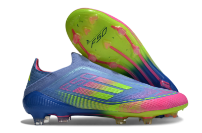 Men's Adidas F50 Elite FG Firm Ground Low-Tops Football Boots - Blue/Pink/Yellow