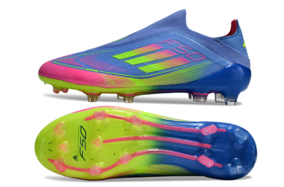 Men's Adidas F50 Elite FG Firm Ground Low-Tops Football Boots - Blue/Pink/Yellow