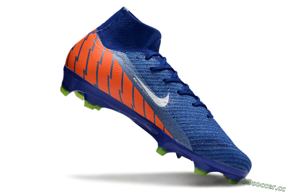 Unisex Nike Air Zoom Mercurial Superfly 10 Elite FG Firm Ground High-Tops Football Boots - Blue/White/Orange 4