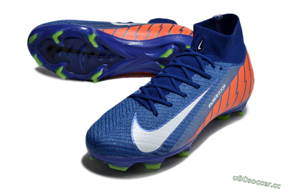 Unisex Nike Air Zoom Mercurial Superfly 10 Elite FG Firm Ground High-Tops Football Boots - Blue/White/Orange 3