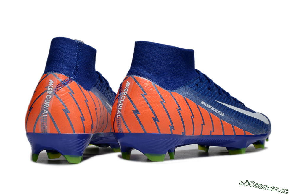 Unisex Nike Air Zoom Mercurial Superfly 10 Elite FG Firm Ground High-Tops Football Boots - Blue/White/Orange 6