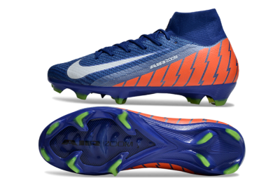 Unisex Nike Air Zoom Mercurial Superfly 10 Elite FG Firm Ground High-Tops Football Boots - Blue/White/Orange
