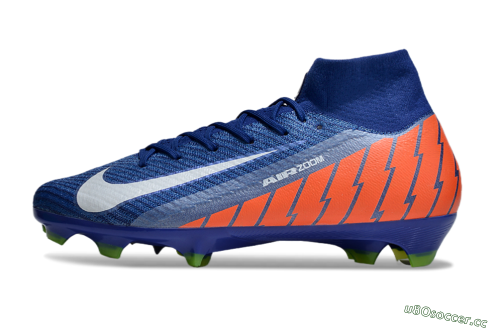 Unisex Nike Air Zoom Mercurial Superfly 10 Elite FG Firm Ground High-Tops Football Boots - Blue/White/Orange 0