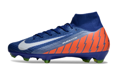 Unisex Nike Air Zoom Mercurial Superfly 10 Elite FG Firm Ground High-Tops Football Boots - Blue/White/Orange