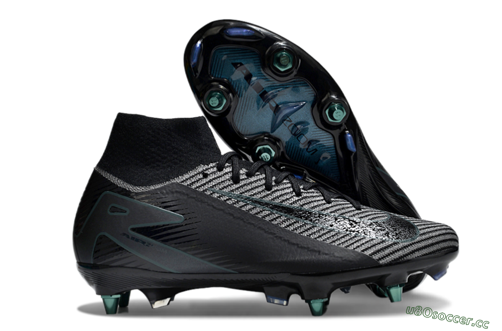 Men's Nike Air Zoom Mercurial Superfly 10 Elite SG Soft Ground High-Tops Football Boots - Black/Jade 2