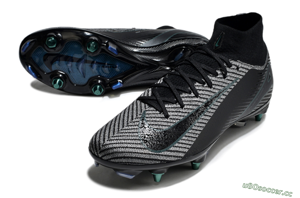 Men's Nike Air Zoom Mercurial Superfly 10 Elite SG Soft Ground High-Tops Football Boots - Black/Jade 3