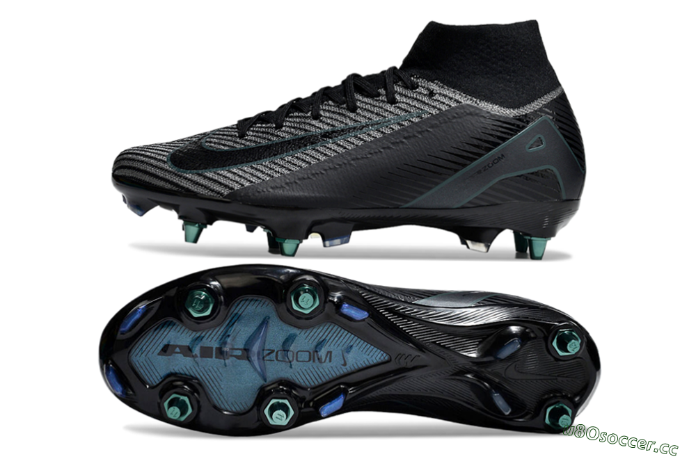 Men's Nike Air Zoom Mercurial Superfly 10 Elite SG Soft Ground High-Tops Football Boots - Black/Jade 1