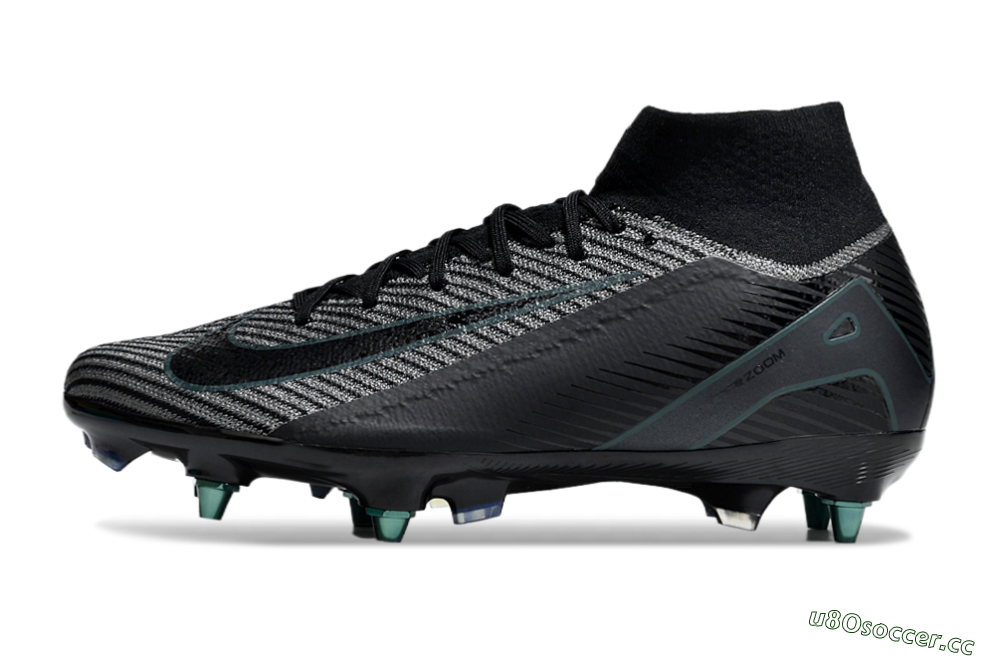 Men's Nike Air Zoom Mercurial Superfly 10 Elite SG Soft Ground High-Tops Football Boots - Black/Jade 0