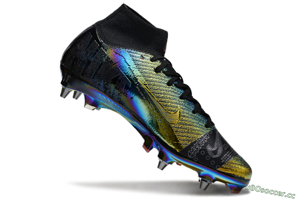 Men's Nike Air Zoom Mercurial Superfly 10 Elite SG Soft Ground High-Tops Football Boots - Gold/Black/Blue 4