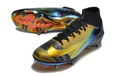 Men's Nike Air Zoom Mercurial Superfly 10 Elite SG Soft Ground High-Tops Football Boots - Gold/Black/Blue