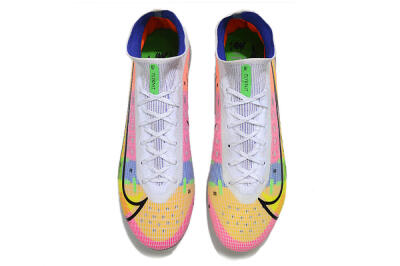 Unisex Nike Mercurial Superfly 8 Elite AG Artificial Grass High-Tops Football Boots - White/Pink/Blue/Yellow