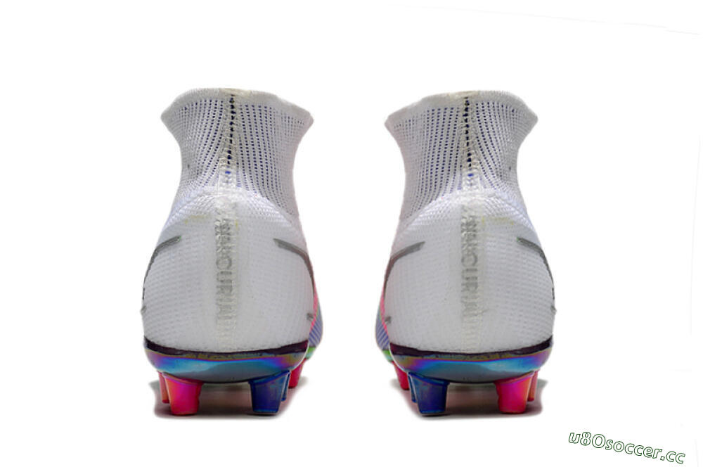 Unisex Nike Mercurial Superfly 8 Elite AG Artificial Grass High-Tops Football Boots - White/Pink/Blue/Yellow 5