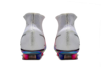 Unisex Nike Mercurial Superfly 8 Elite AG Artificial Grass High-Tops Football Boots - White/Pink/Blue/Yellow