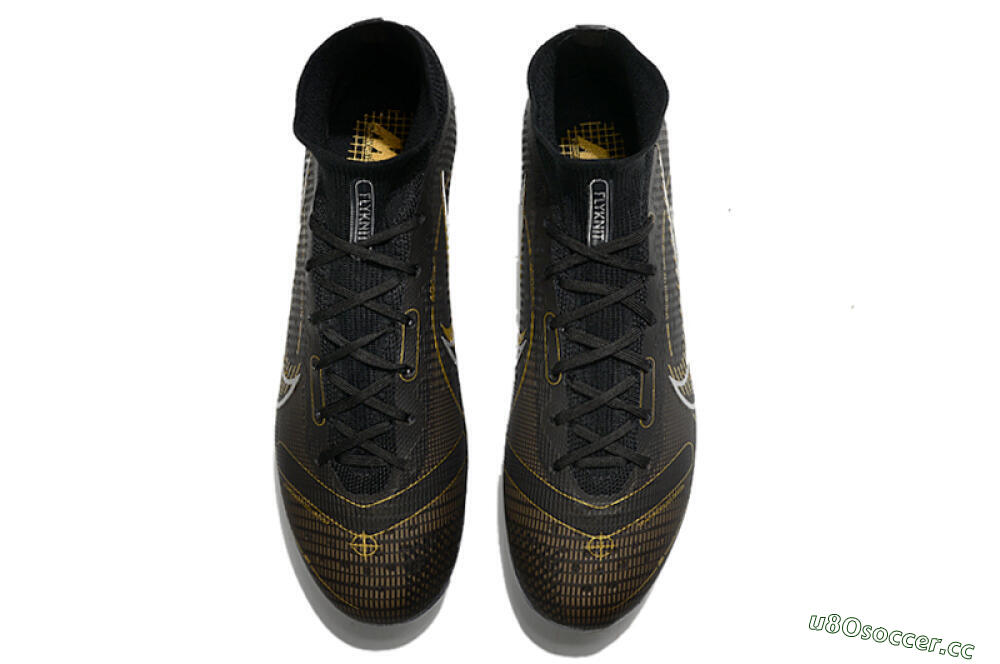 Unisex Nike Mercurial Superfly 8 Elite FG Firm Ground High-Tops Football Boots - Black/Gold/Silver 4