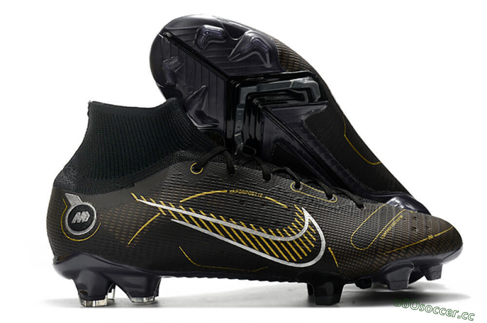 Unisex Nike Mercurial Superfly 8 Elite FG Firm Ground High-Tops Football Boots - Black/Gold/Silver 2