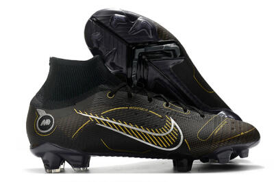 Unisex Nike Mercurial Superfly 8 Elite FG Firm Ground High-Tops Football Boots - Black/Gold/Silver