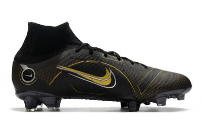 Unisex Nike Mercurial Superfly 8 Elite FG Firm Ground High-Tops Football Boots - Black/Gold/Silver