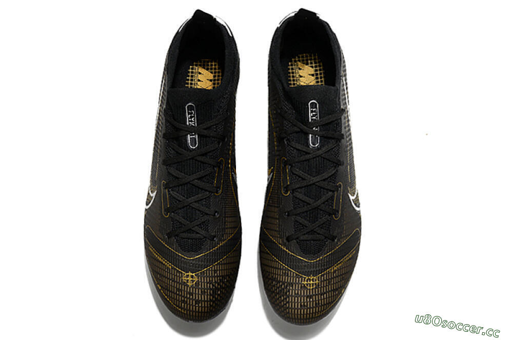 Unisex ike Mercurial Vapor 14 Elite FG Firm Ground Low-Tops Football Boots - Black/Gold/Silver 4