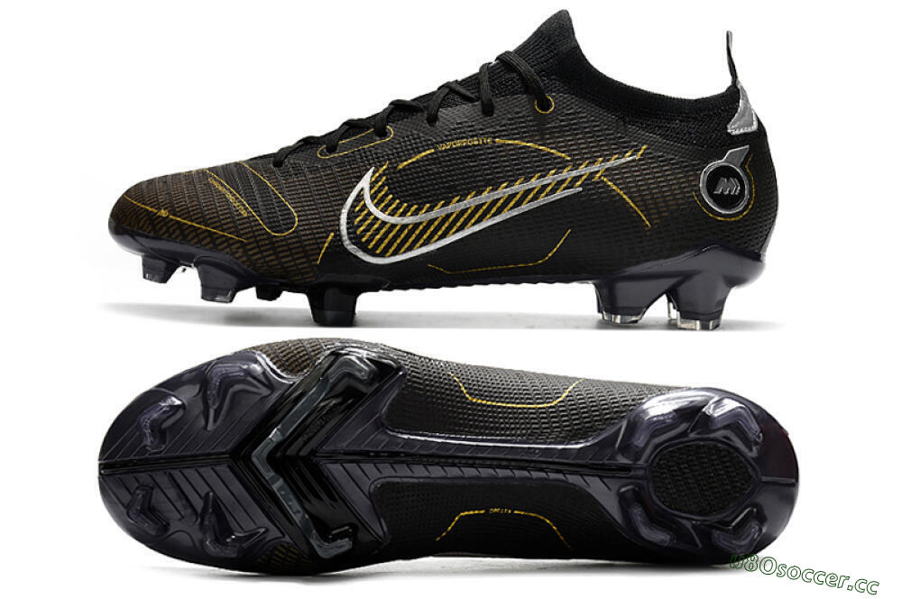 Unisex ike Mercurial Vapor 14 Elite FG Firm Ground Low-Tops Football Boots - Black/Gold/Silver 1