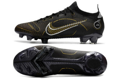 Unisex ike Mercurial Vapor 14 Elite FG Firm Ground Low-Tops Football Boots - Black/Gold/Silver