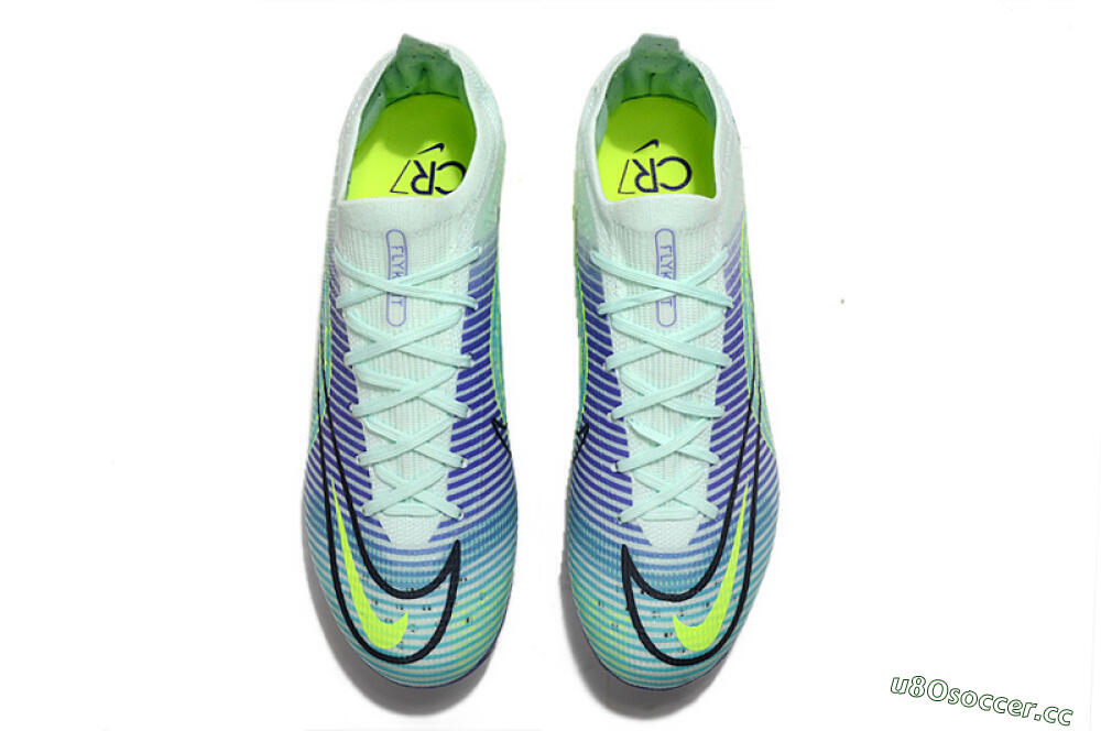 Unisex ike Mercurial Vapor 14 Elite FG Firm Ground Low-Tops Football Boots - Blue/Jade/Yellow 4