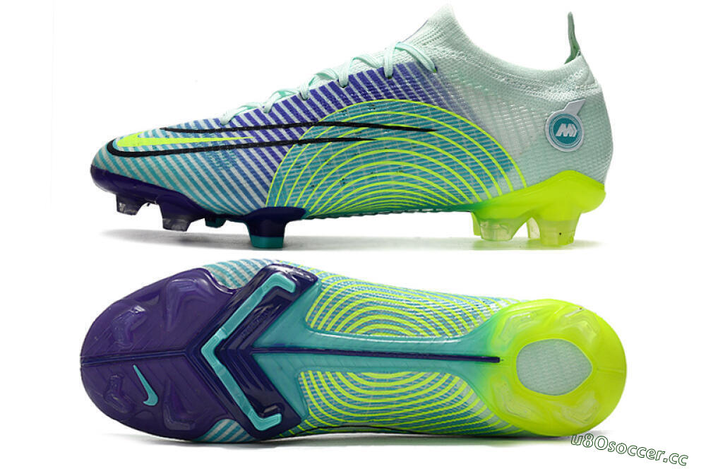 Unisex ike Mercurial Vapor 14 Elite FG Firm Ground Low-Tops Football Boots - Blue/Jade/Yellow 1