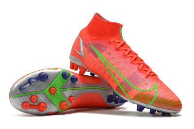 Unisex Nike Mercurial Superfly 8 Elite AG Artificial Grass High-Tops Football Boots - Red/Yellow/Silver