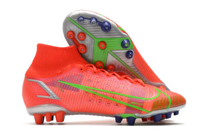 Unisex Nike Mercurial Superfly 8 Elite AG Artificial Grass High-Tops Football Boots - Red/Yellow/Silver