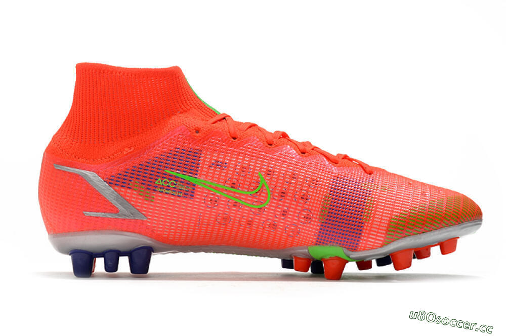Unisex Nike Mercurial Superfly 8 Elite AG Artificial Grass High-Tops Football Boots - Red/Yellow/Silver 7