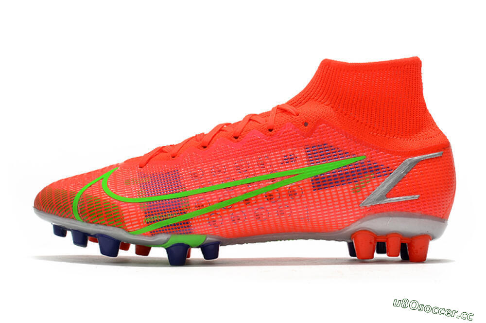 Unisex Nike Mercurial Superfly 8 Elite AG Artificial Grass High-Tops Football Boots - Red/Yellow/Silver 0