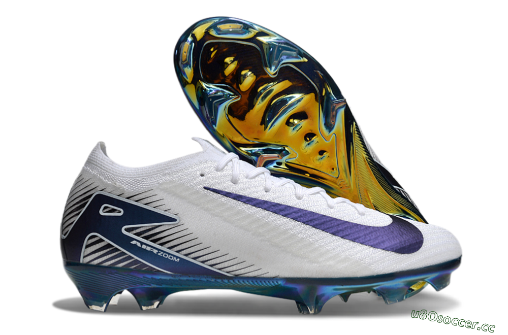 Unisex Nike Air Zoom Mercurial Vapor 16 Elite FG Firm Ground Low-Tops Football Boots - White/Blue/Gold 5