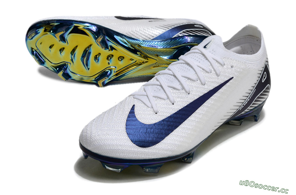 Unisex Nike Air Zoom Mercurial Vapor 16 Elite FG Firm Ground Low-Tops Football Boots - White/Blue/Gold 3
