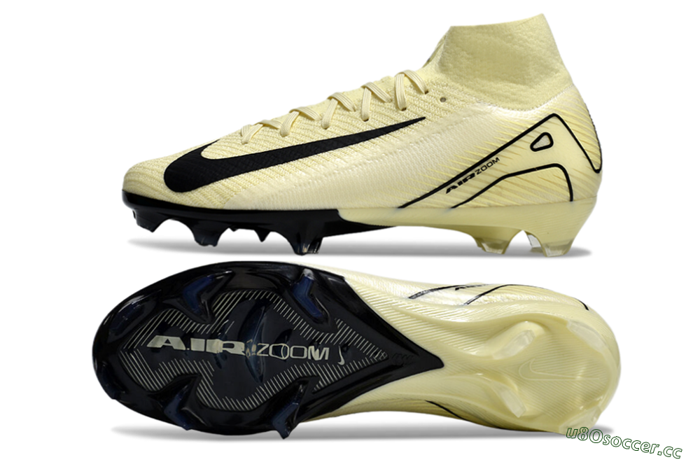 Unisex Nike Air Zoom Mercurial Superfly 10 Elite FG Firm Ground High-Tops Football Boots - Beige/Black/Yellow 1