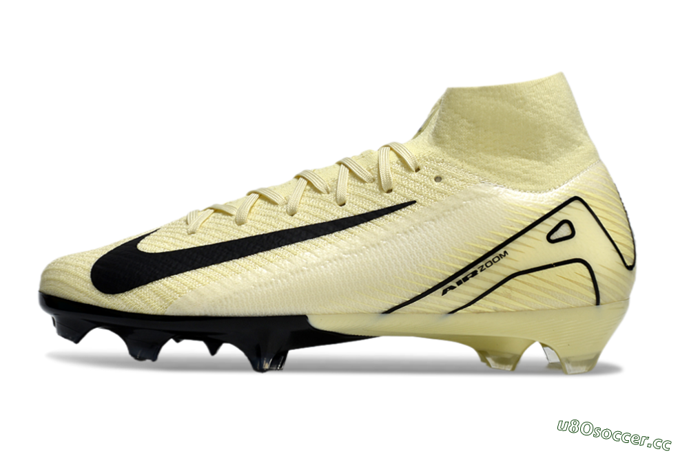 Unisex Nike Air Zoom Mercurial Superfly 10 Elite FG Firm Ground High-Tops Football Boots - Beige/Black/Yellow 0