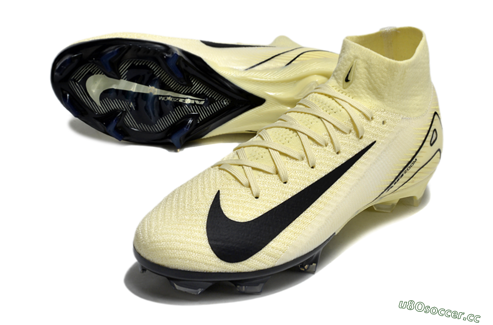 Unisex Nike Air Zoom Mercurial Superfly 10 Elite FG Firm Ground High-Tops Football Boots - Beige/Black/Yellow 3