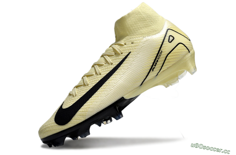 Unisex Nike Air Zoom Mercurial Superfly 10 Elite FG Firm Ground High-Tops Football Boots - Beige/Black/Yellow 5